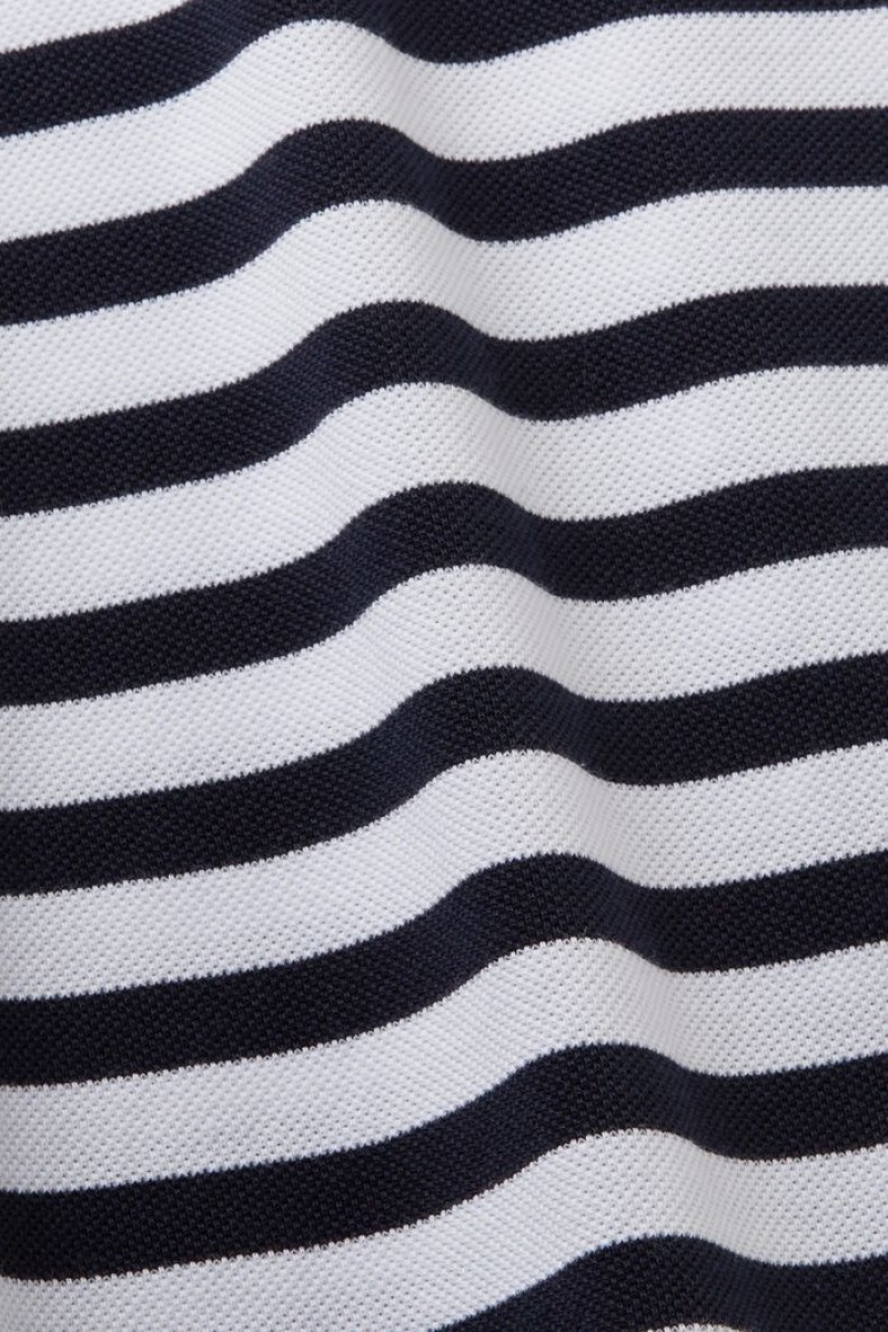 Pánské Polo Triko Esprit Pruhovaný Slim Fit Tmavě Blankyt | MQF642789
