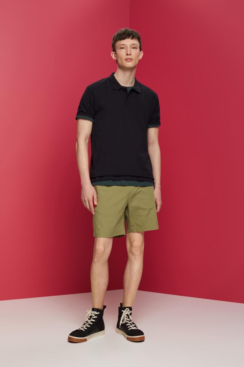 Pánské Polo Triko Esprit Slim Fit Bavlněné Pique Černé | ACT750128