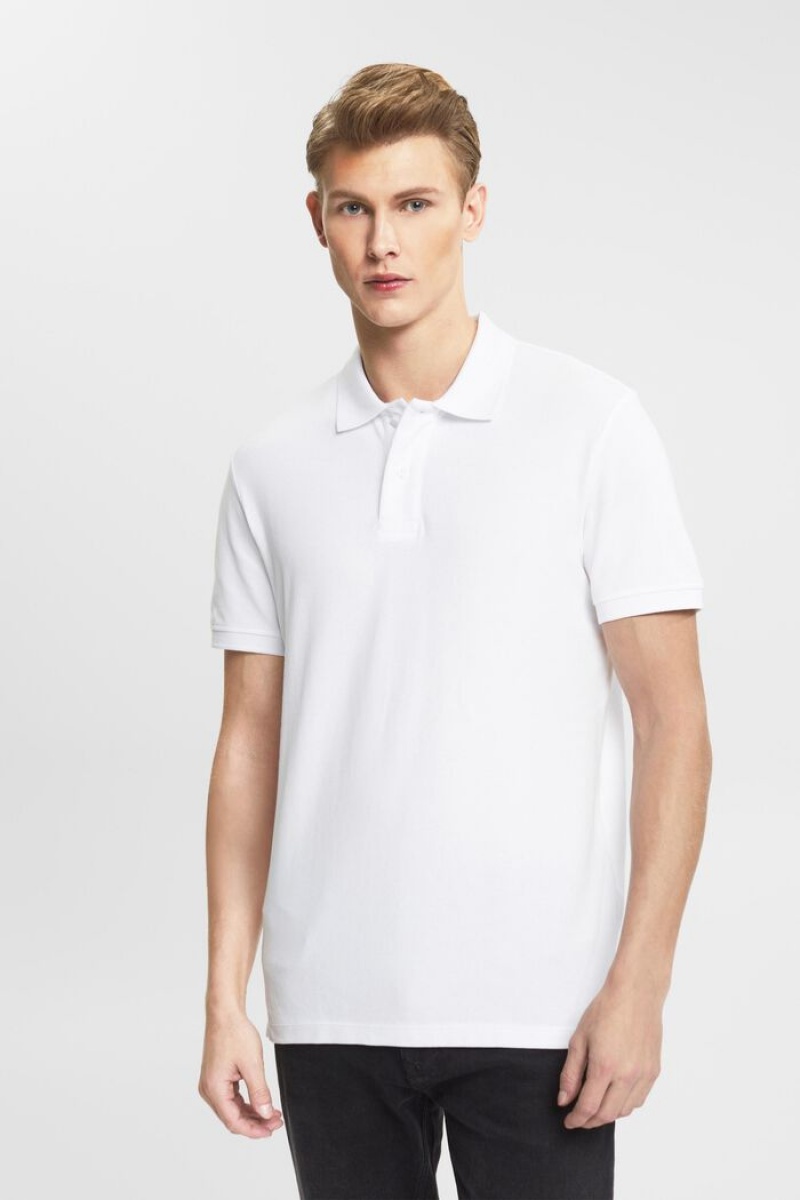 Pánské Polo Triko Esprit Slim Fit Bílé | CVL503871
