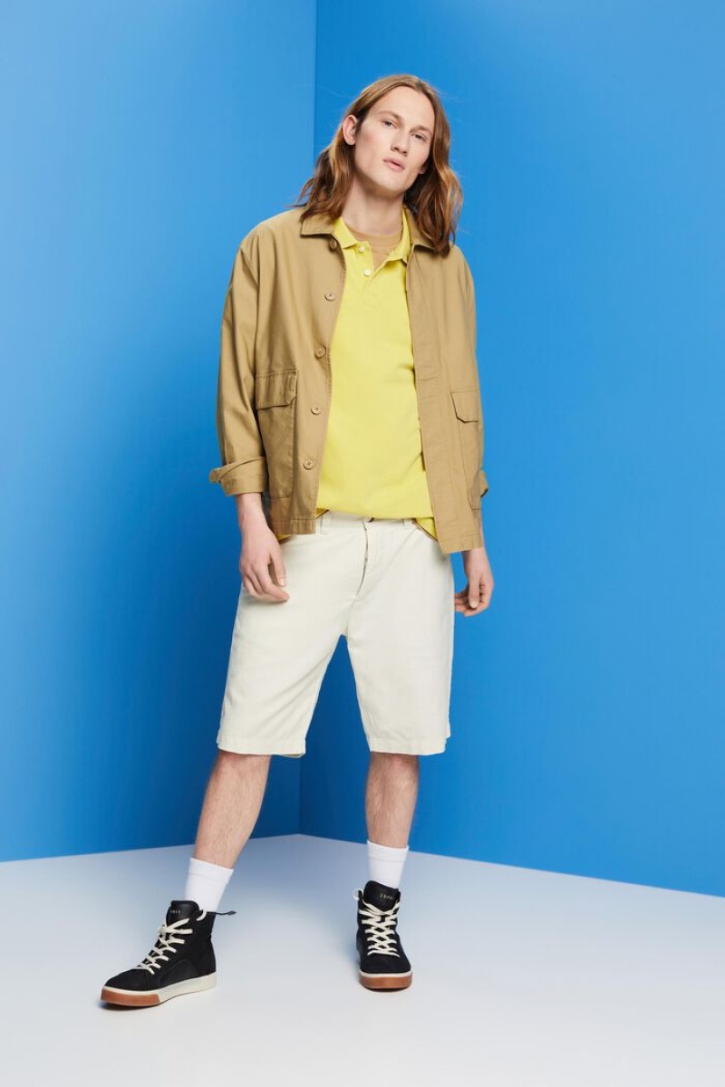 Pánské Polo Triko Esprit Stone-washed Bavlněné Pique Žluté | CMI746582