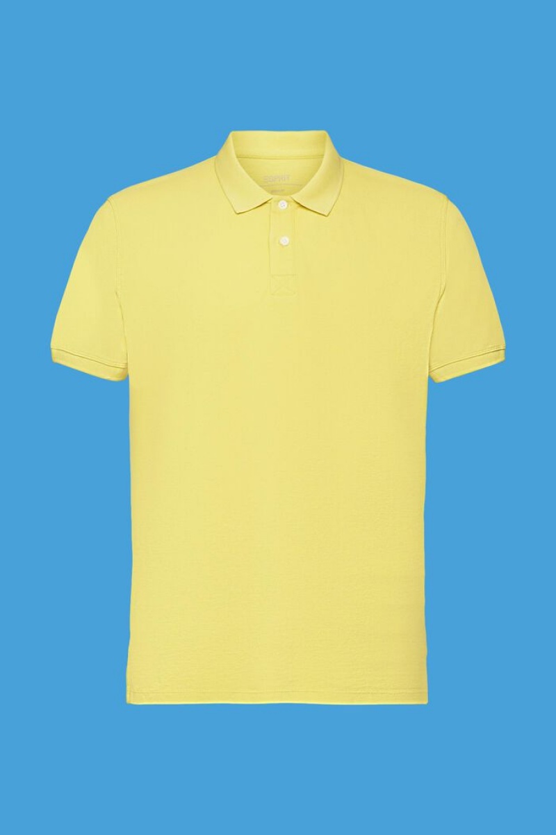 Pánské Polo Triko Esprit Stone-washed Bavlněné Pique Žluté | CMI746582