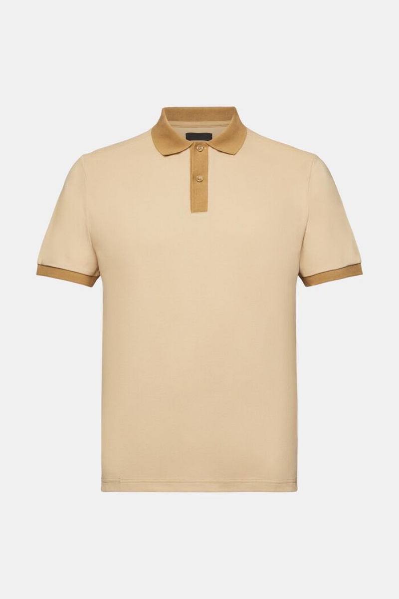 Pánské Polo Triko Esprit Two-tone Piqué Hnědé | OUV043598