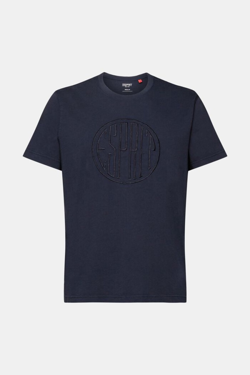Pánské Tričko Esprit A Stitched Logo,100% Bavlněné Tmavě Blankyt | FSC630795