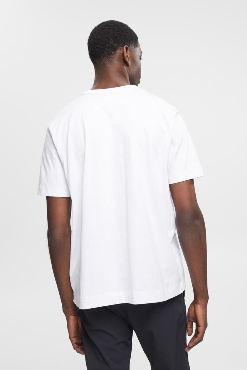 Pánské Tričko Esprit Bavlněné With Chest Print Bílé | YCS051287