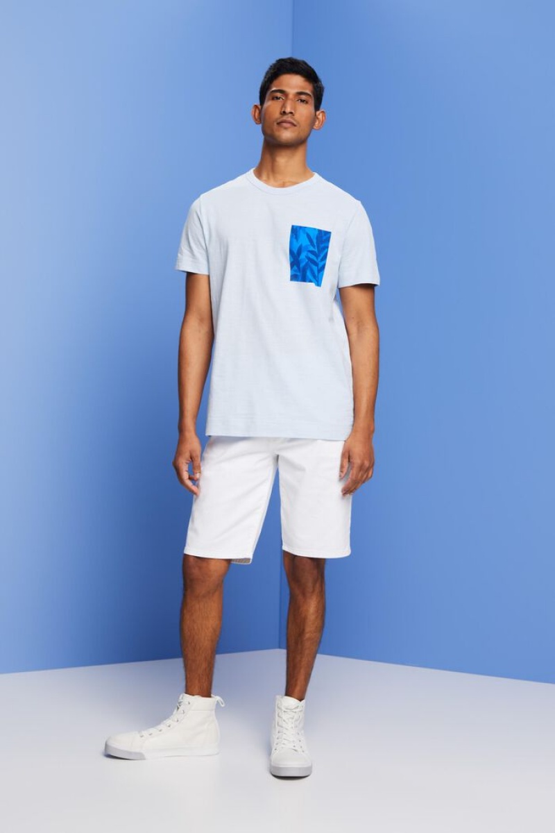 Pánské Tričko Esprit Chest Print,100% Bavlněné Blankyt | MFV968501