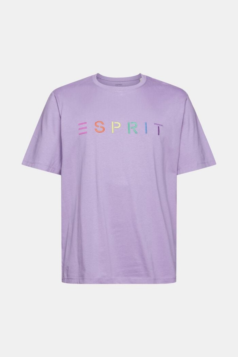 Pánské Tričko Esprit Embroidered Logo Fialové | PZD639728