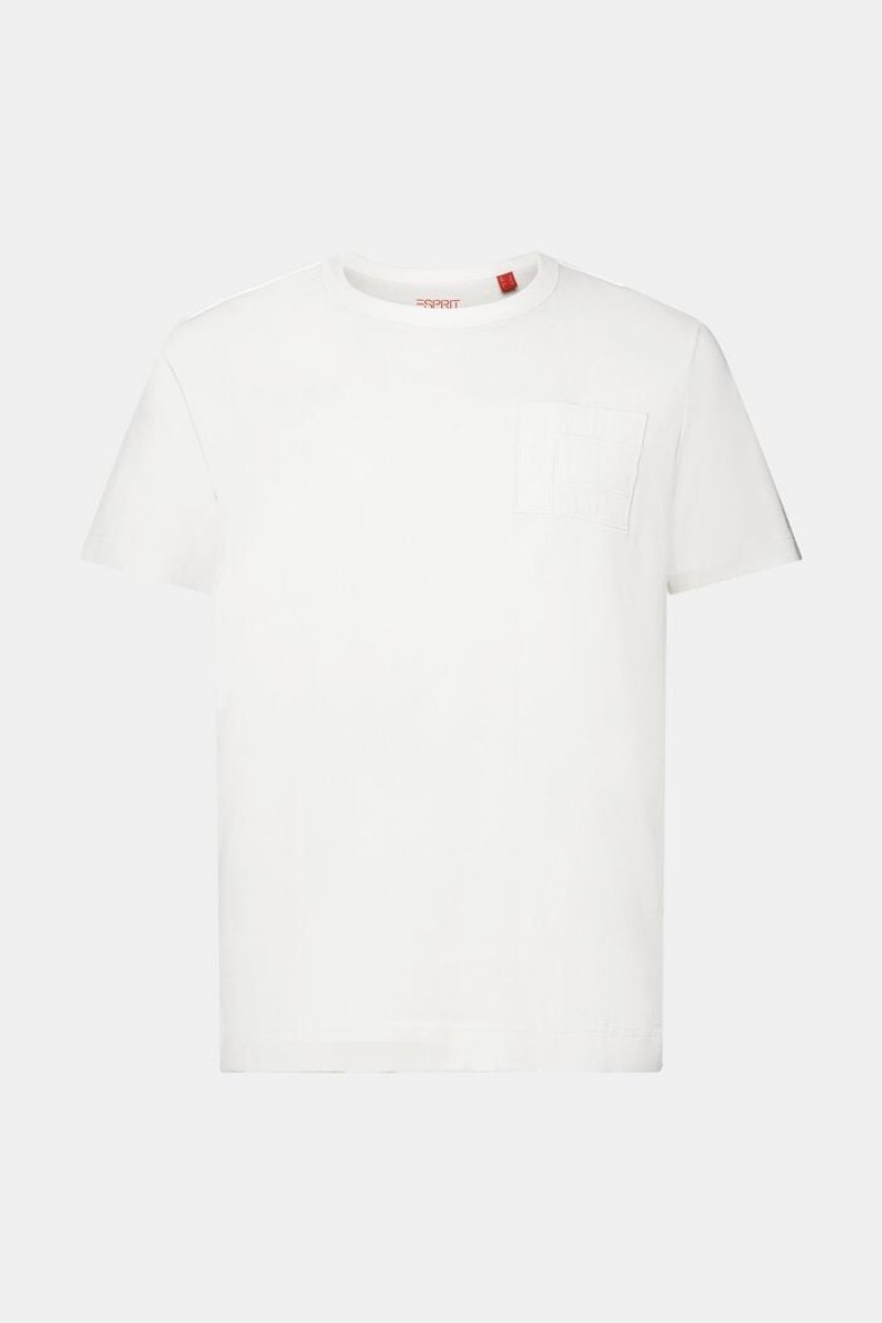 Pánské Tričko Esprit Embroidery,100% Bavlněné Bílé | EIL513048