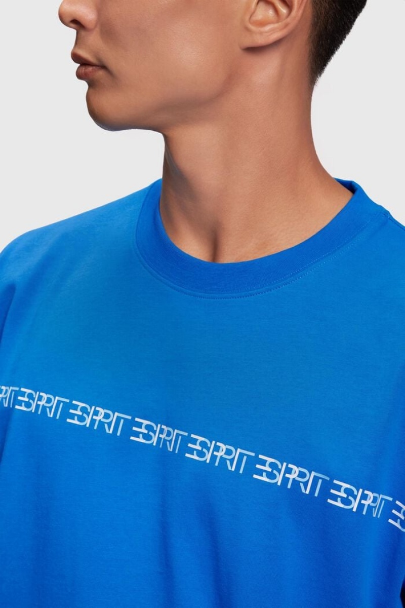 Pánské Tričko Esprit Grafická Reunion Logo Crewneck Tee Blankyt | JEQ781639