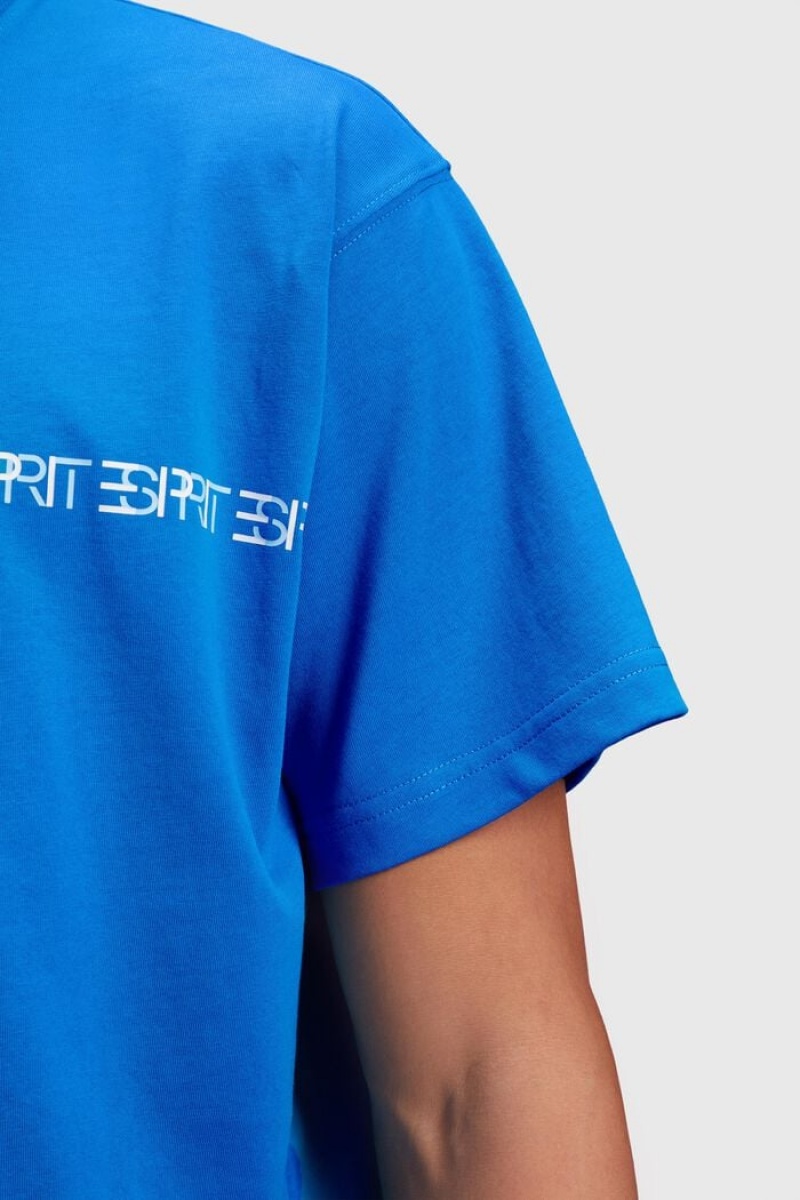 Pánské Tričko Esprit Grafická Reunion Logo Crewneck Tee Blankyt | JEQ781639