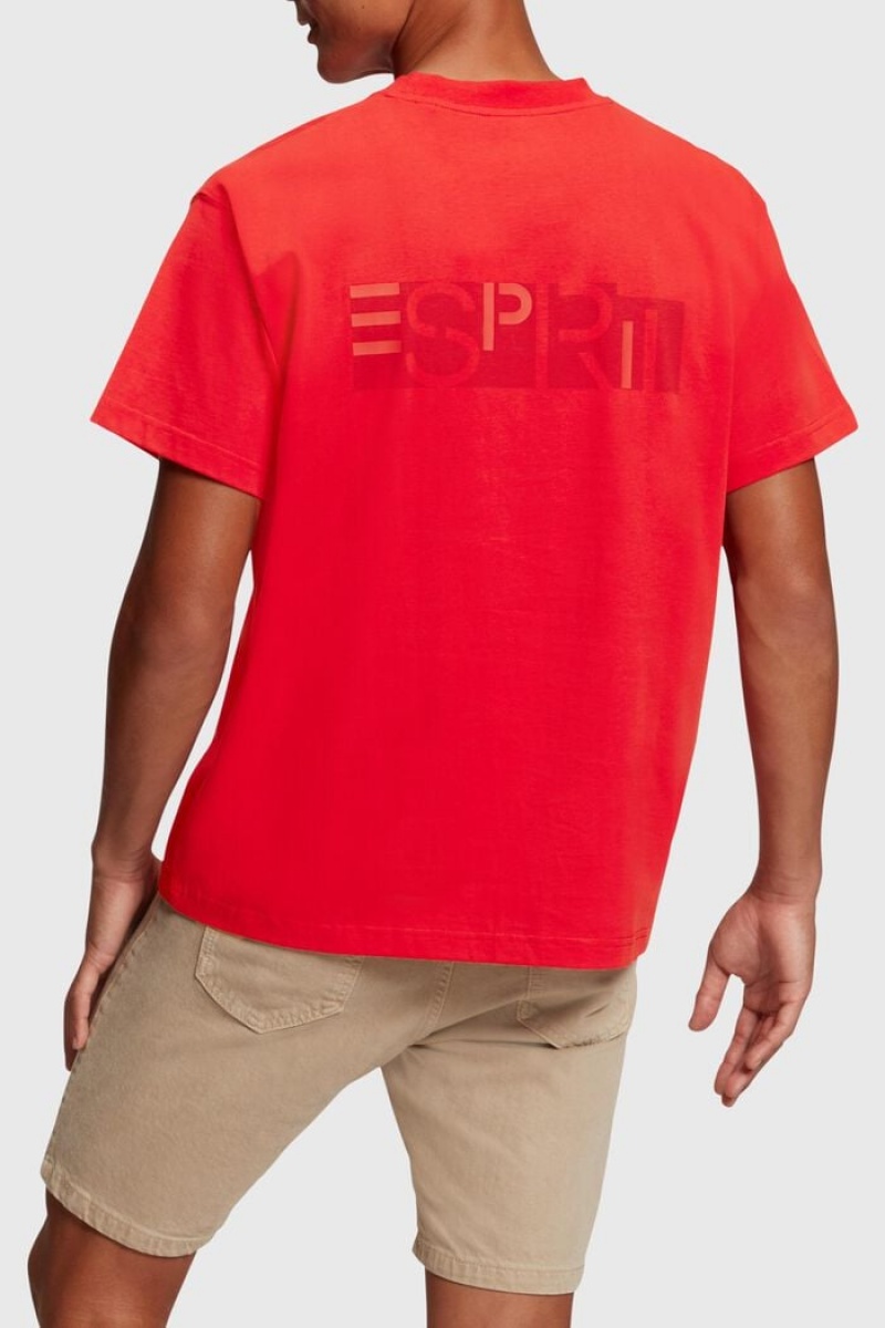 Pánské Tričko Esprit Grafická Reunion Logo Tee Červené | WTF142037