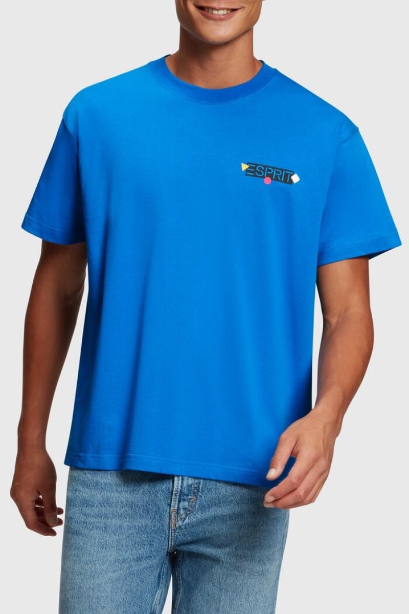 Pánské Tričko Esprit Grafická Reunion Logo Tee Blankyt | JBO789152