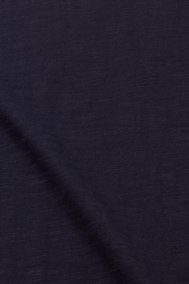 Pánské Tričko Esprit Henley In Slub Tmavě Blankyt | AYS712649