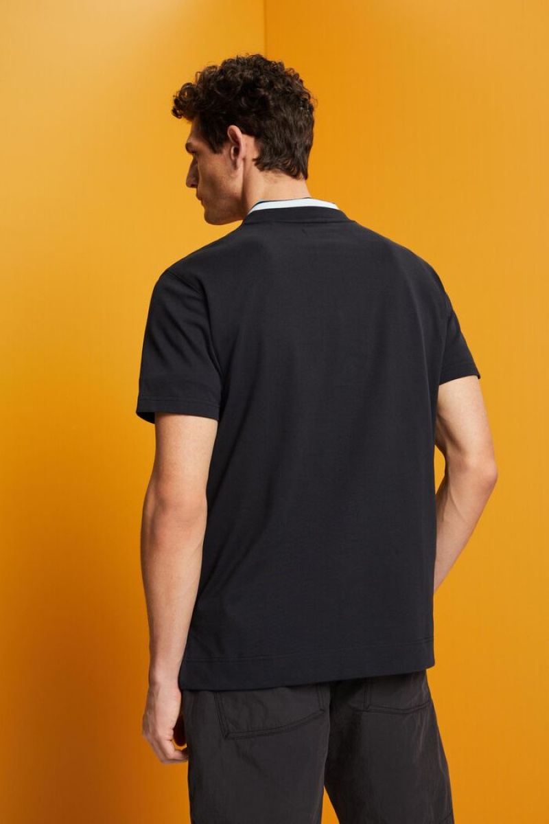 Pánské Tričko Esprit Logo Embroidered Černé | OCW581792