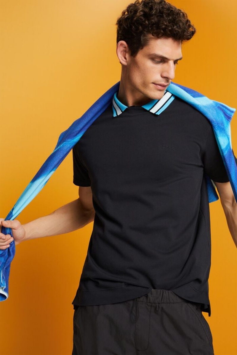 Pánské Tričko Esprit Logo Embroidered Černé | OCW581792