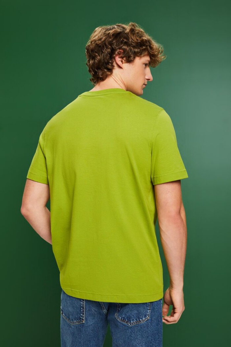 Pánské Tričko Esprit Logo Print Bavlněné Zelene | CLE039864