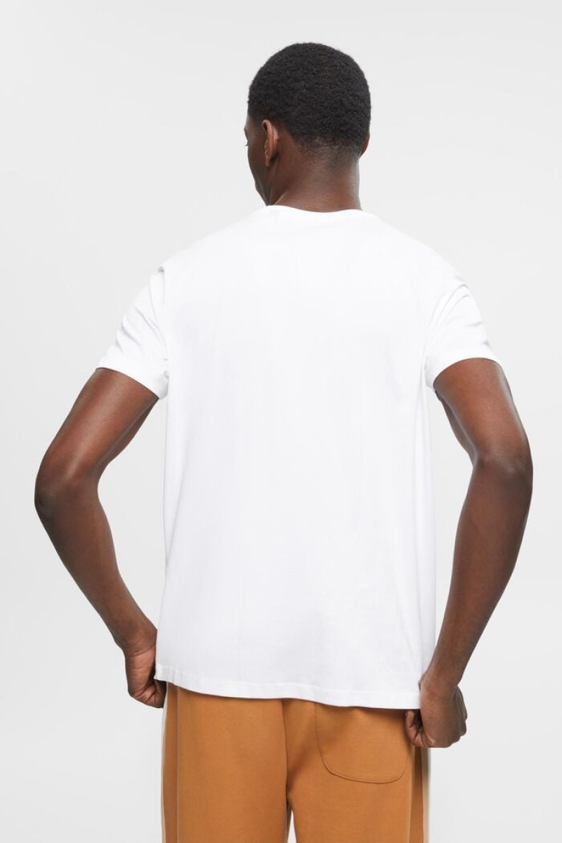 Pánské Tričko Esprit Pima Bavlněné Slim Fit Bílé | IKS051482