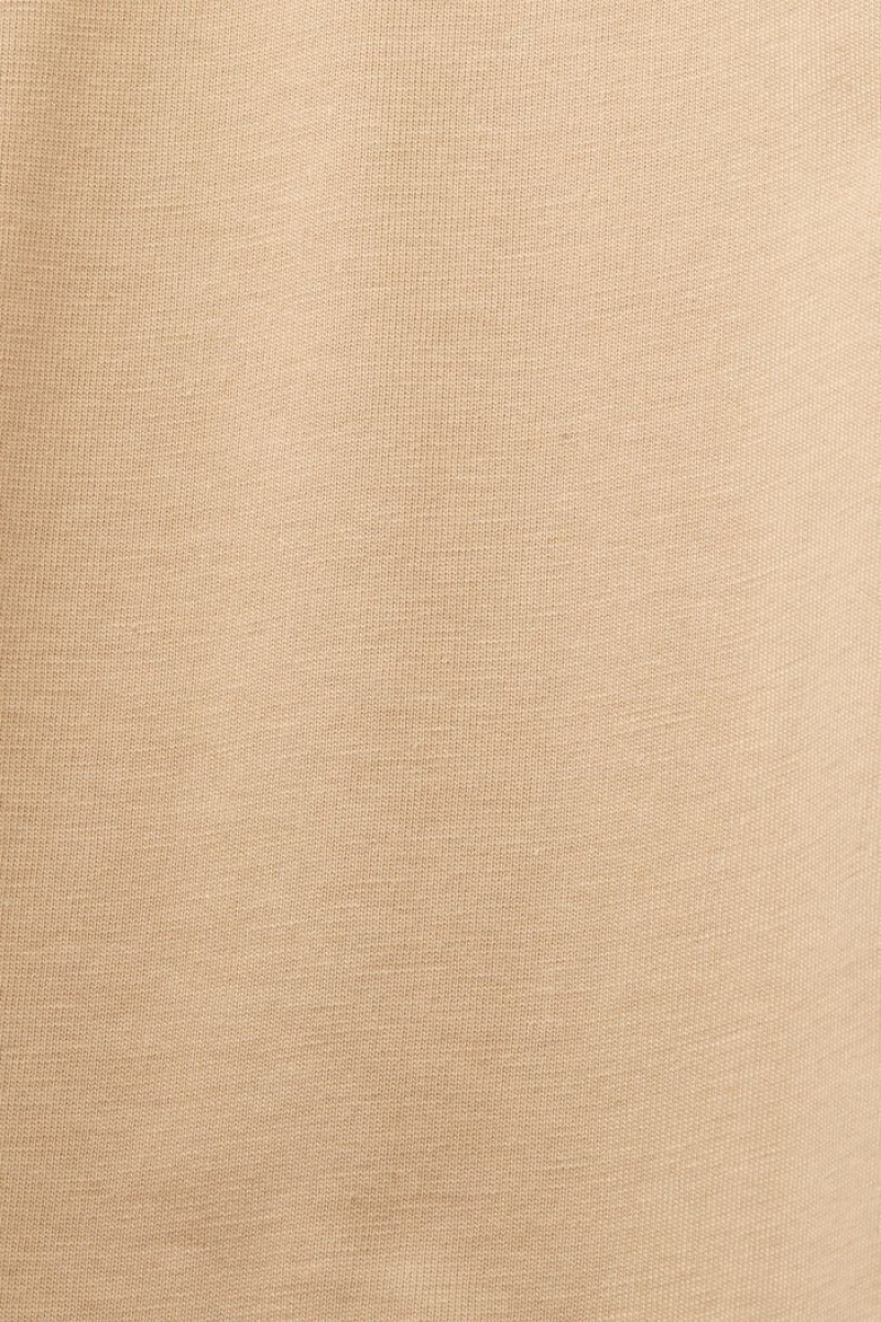 Pánské Tričko Esprit Pima Bavlněné-jersey Crewneck Béžový | TSP698437