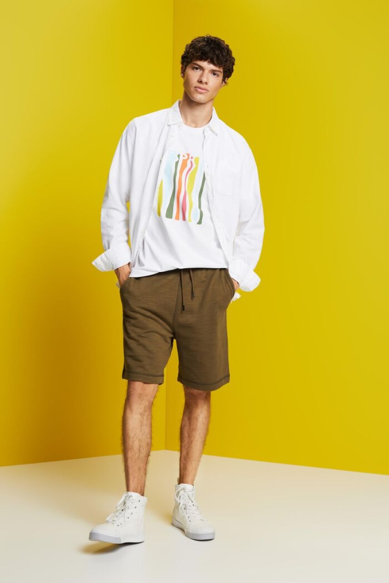 Pánské Tričko Esprit Printed,100% Bavlněné Bílé | OFU492587