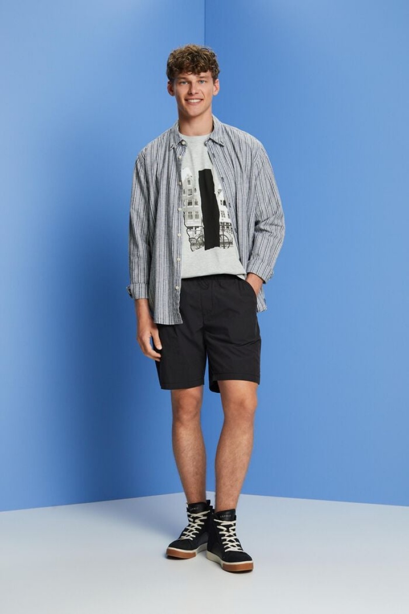 Pánské Tričko Esprit Printed Slub Světle Šedé | DAZ952801