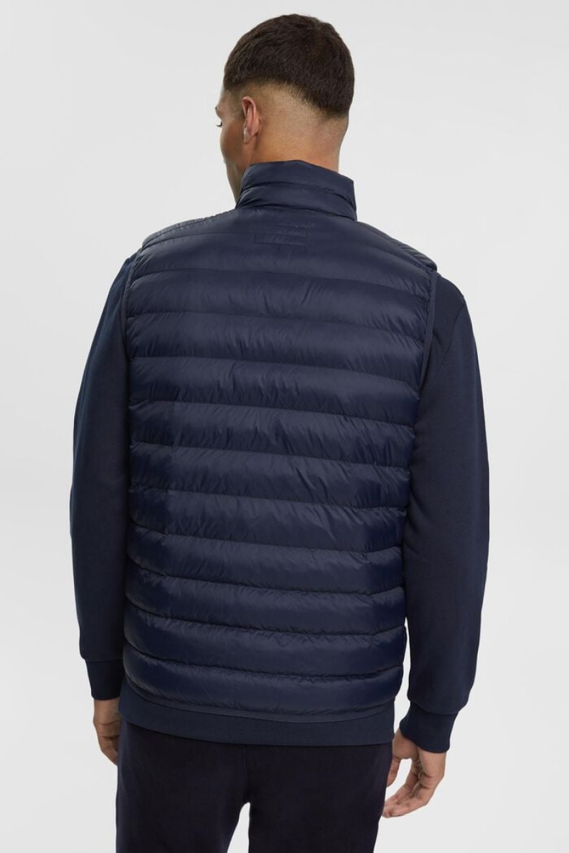 Pánské Vesta Esprit Puffer Tmavě Blankyt | VJS829170