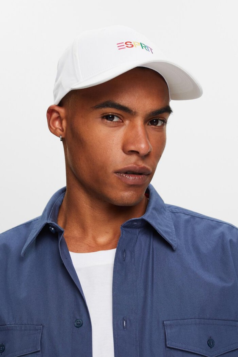 Pánské Čepice Esprit Embroidered Baseball Bílé | GOT475093