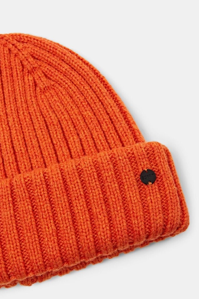 Pánské Čepice Esprit Žebrovaný Oranžové | LHA498635