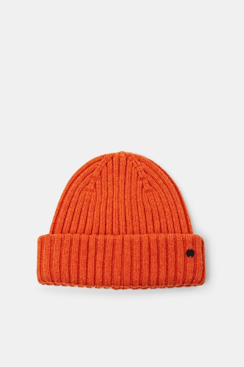 Pánské Čepice Esprit Žebrovaný Oranžové | LHA498635