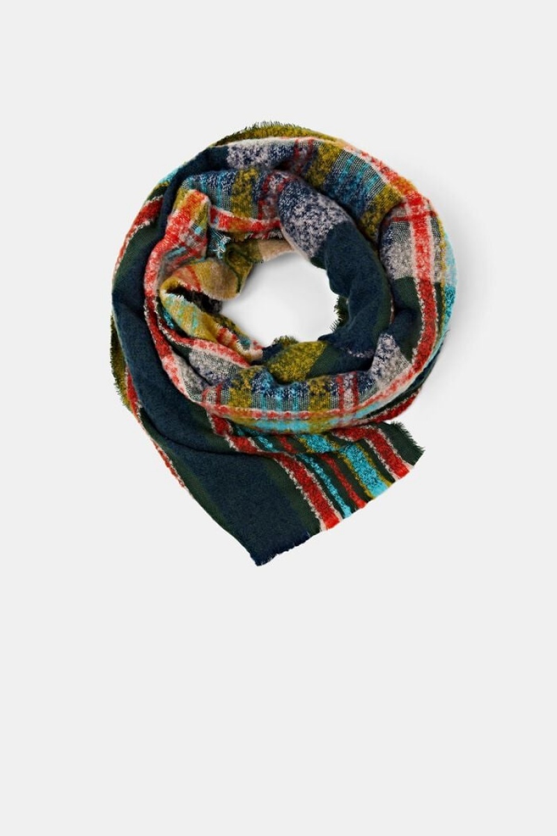 Pánské Šátky Esprit Checkered Bouclé Tyrkysové Zelene | BJM870456