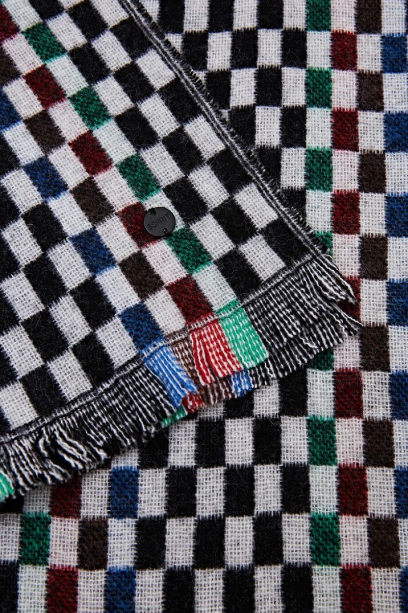 Pánské Šátky Esprit Checkered Vlna Černé | WNV025896