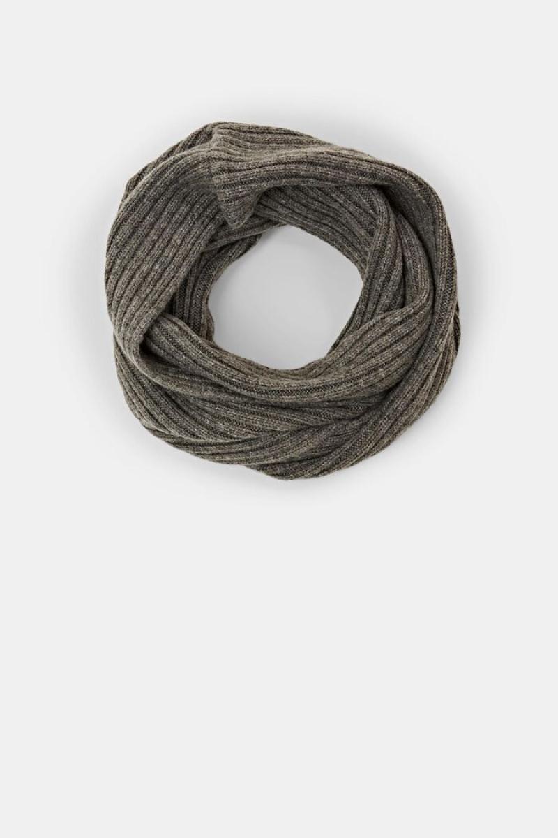 Pánské Šátky Esprit Rib-knit Tube,Vlna Blend Šedé | GVK976341